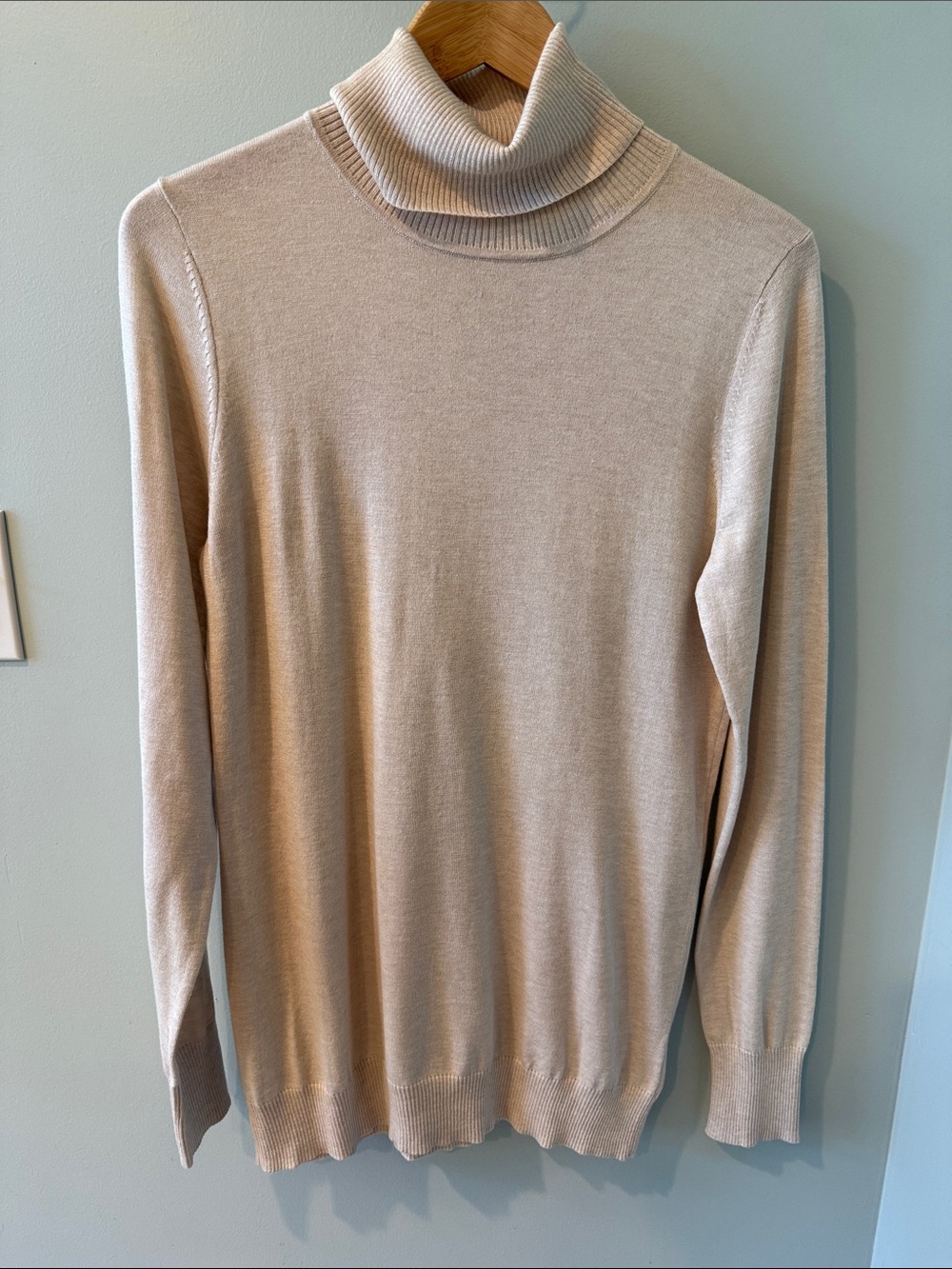 Banana Republic women’s tall large Light Beige Turtleneck Sweater silk blend